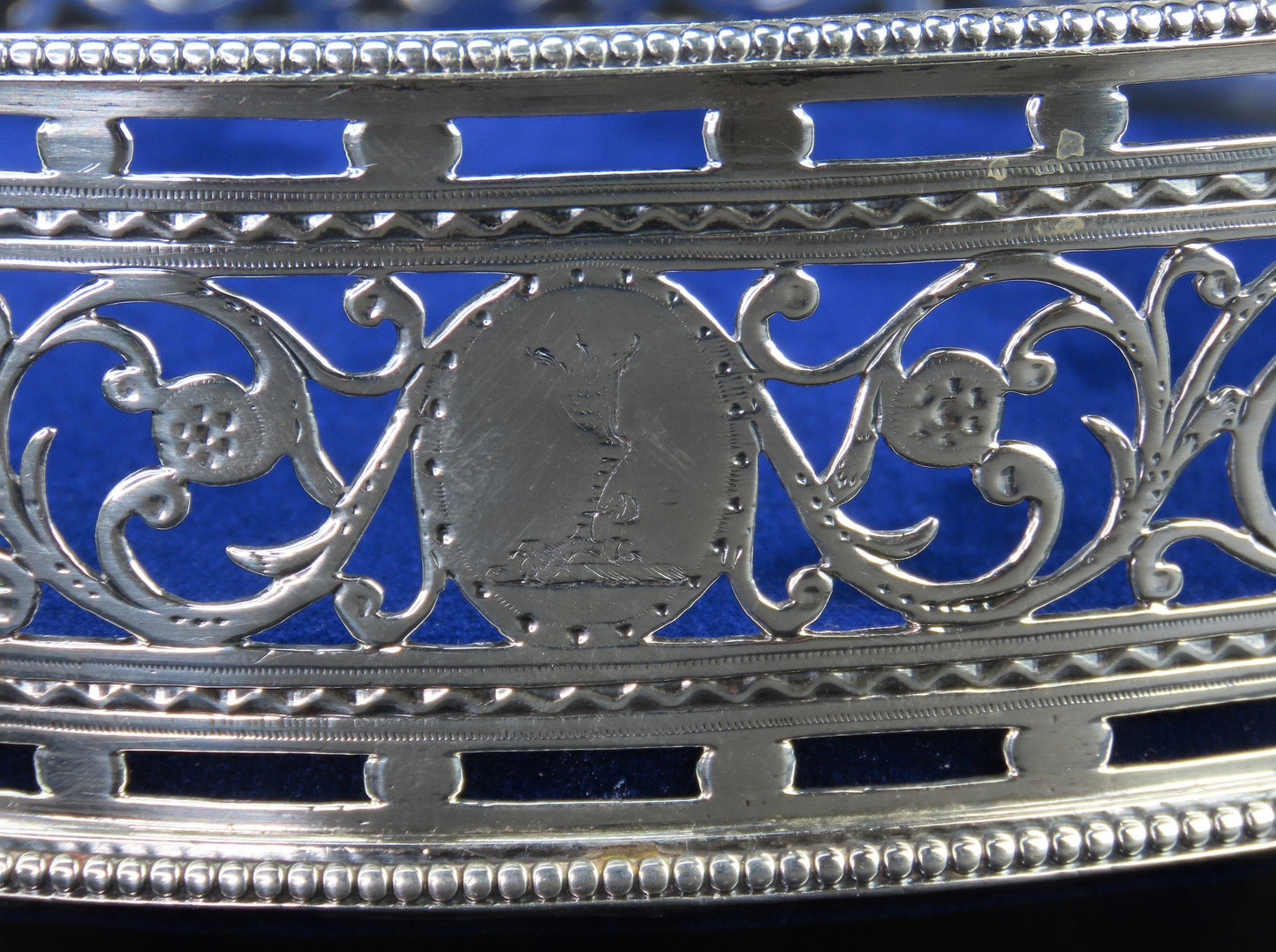 Neat English Georgian Sterling Silver Openwork Oval Dresser Catchall Tray 1777