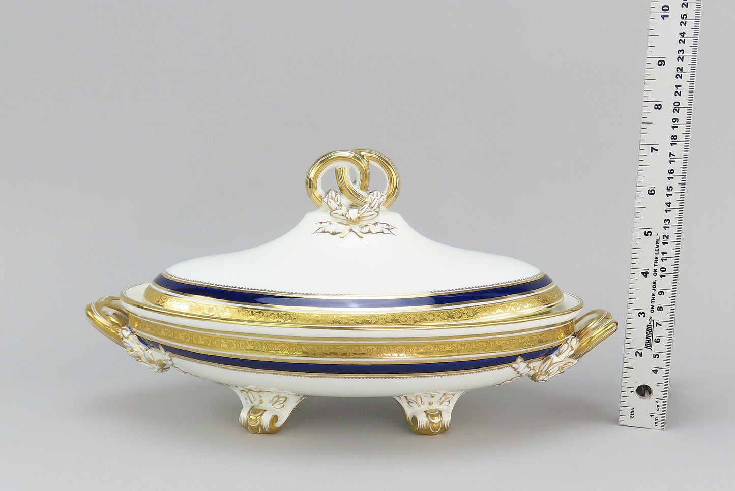 Wonderful Cauldon English Porcelain Dish Cobalt and Gold Covered Entree Dish