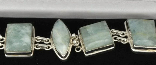 Fine Quality Green Quartz Stone Sterling Bracelet