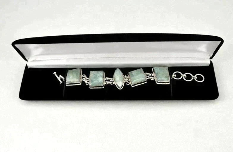 Fine Quality Green Quartz Stone Sterling Bracelet