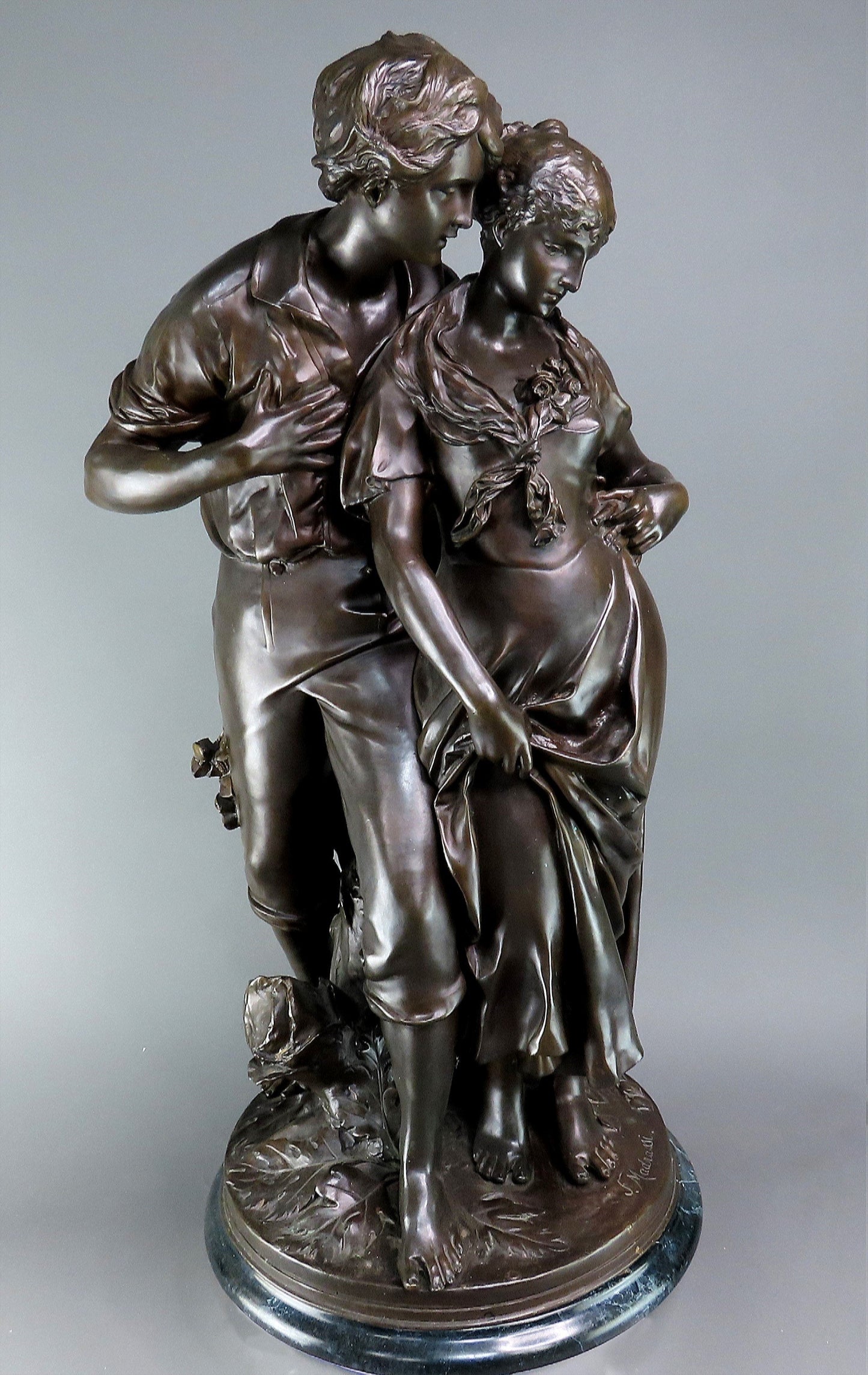 Luca Madrassi Italian French Bronze 30" Statue The Lovers d'Amoreaux PICKUP ONLY