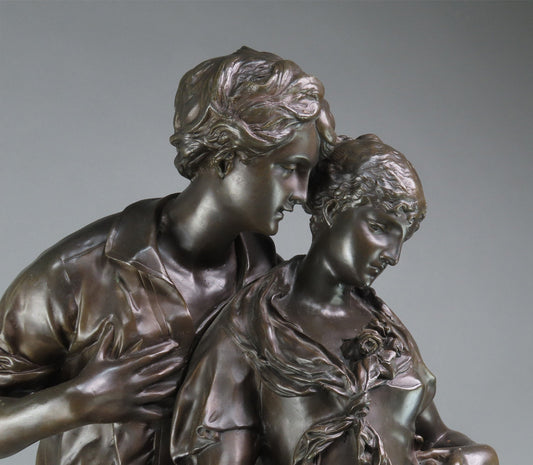 Luca Madrassi Italian French Bronze 30" Statue The Lovers d'Amoreaux PICKUP ONLY