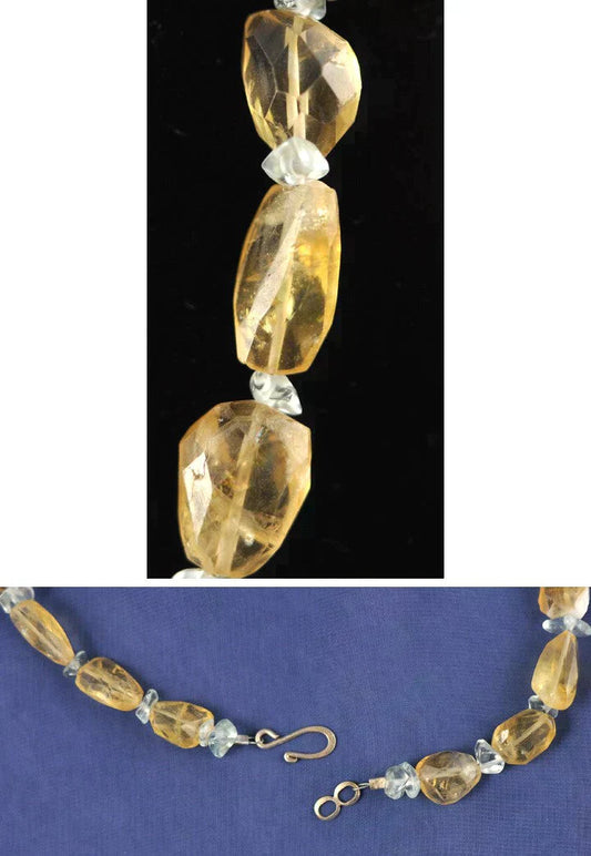 Sterling Aqua Rock Crystal Necklace and Citrine Earrings
