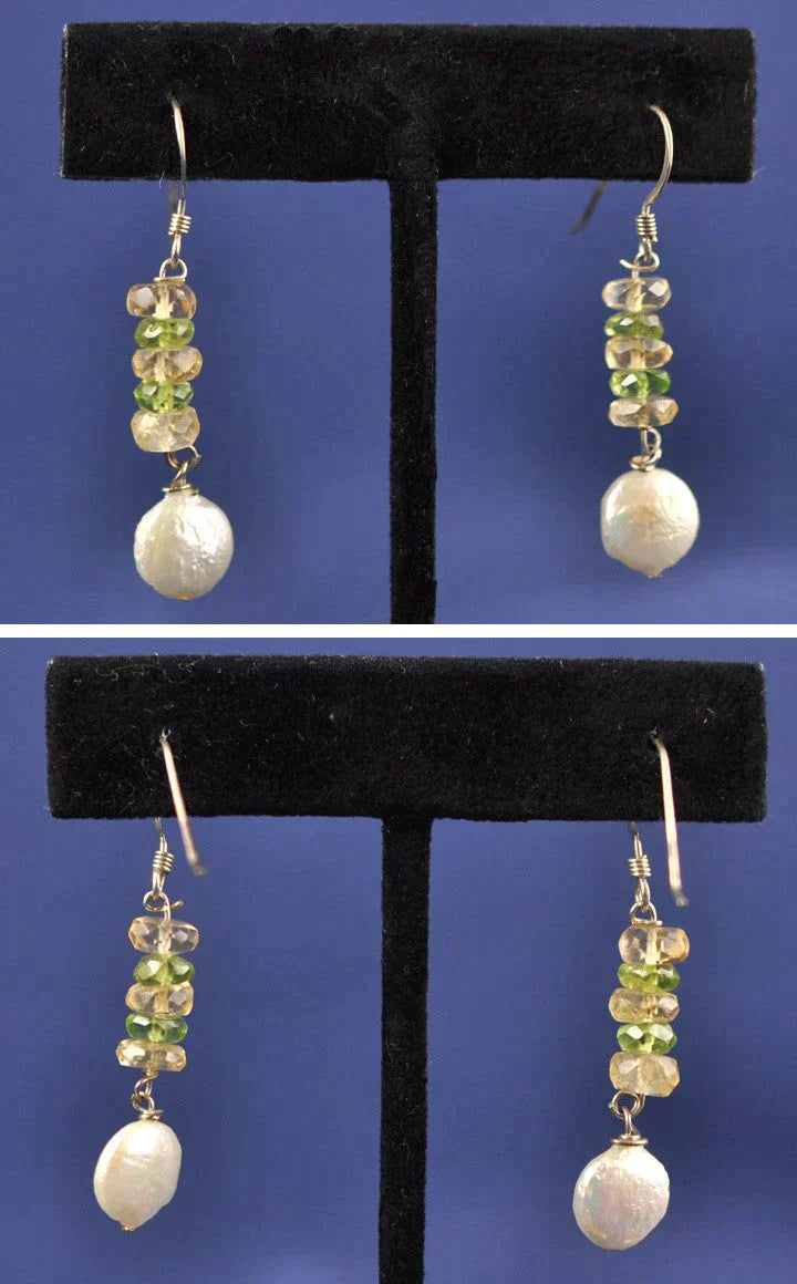 Sterling Aqua Rock Crystal Necklace and Citrine Earrings