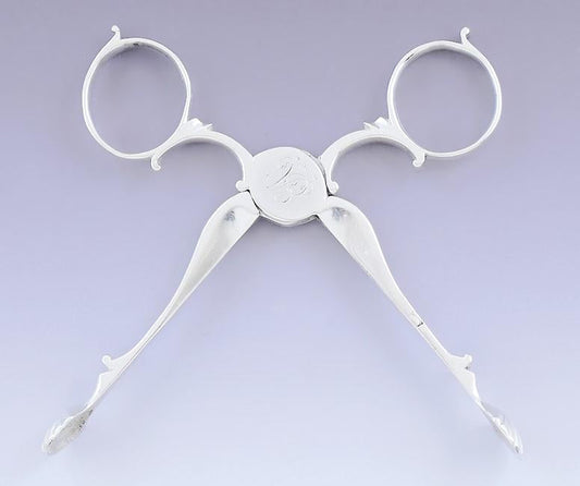 c1740-1755 Rare English Georgian Sterling Silver Sugar Nips Scissors Tongs