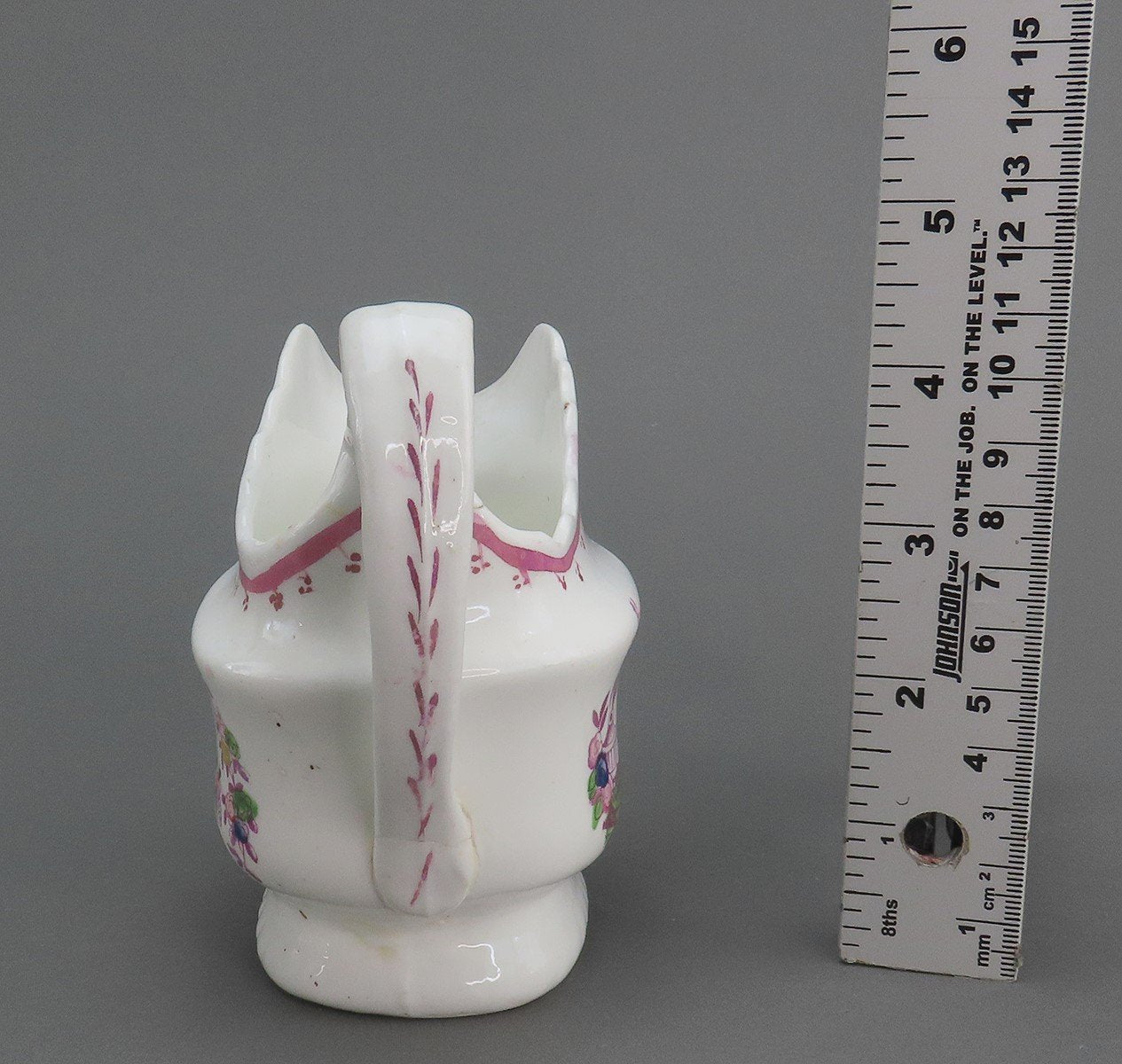 Charming c1820 English Pink Lustre Country Scene Creamer Small Pitcher
