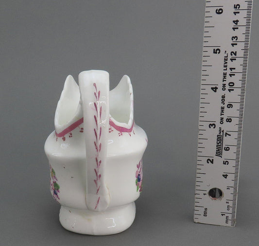 Charming c1820 English Pink Lustre Country Scene Creamer Small Pitcher