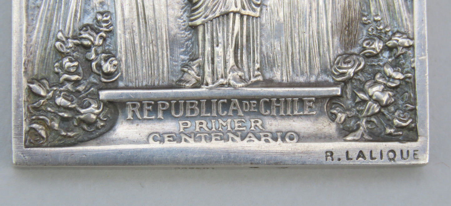 Rene Lalique Sterling Silver Centennial Chile Independence Medal Plaque