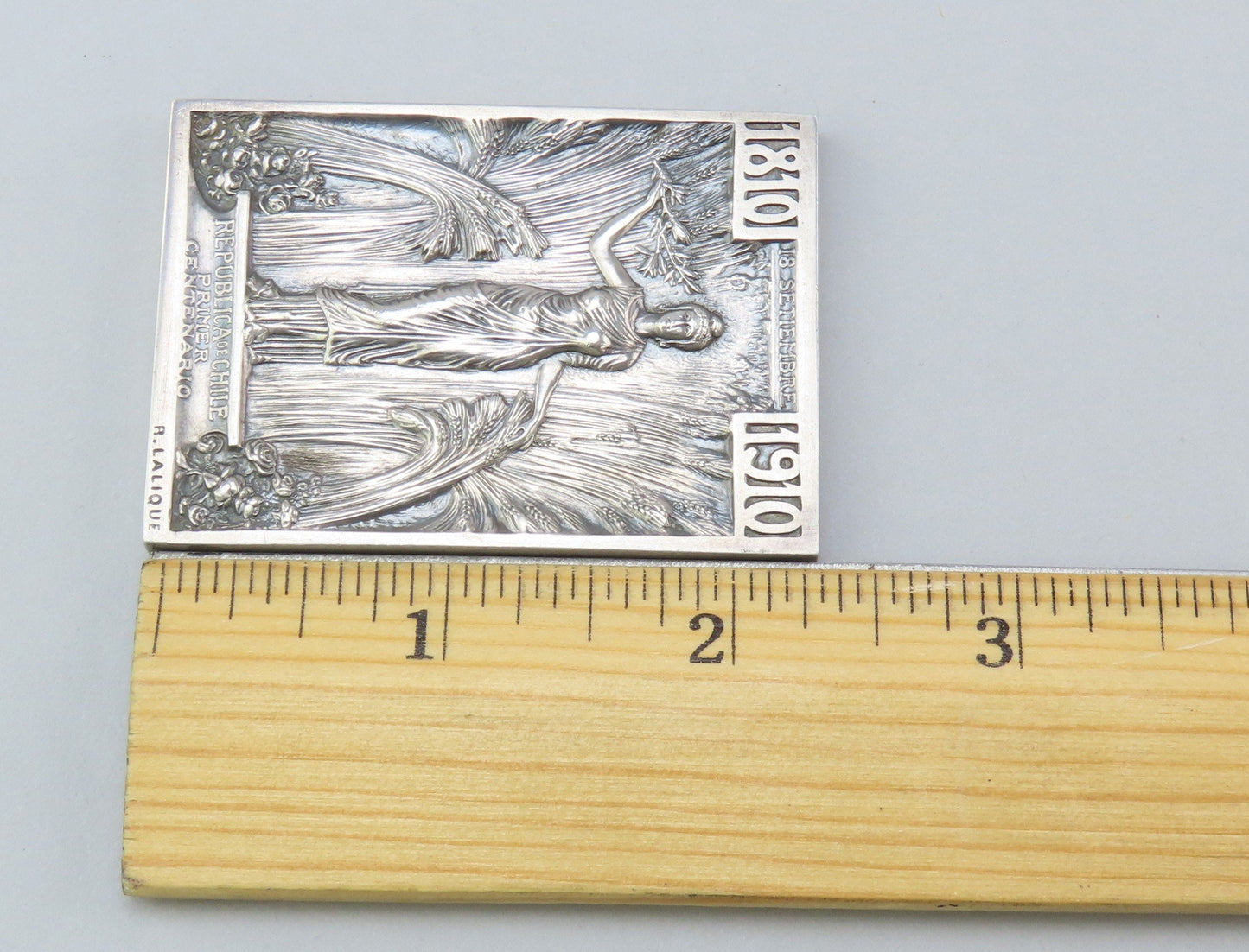 Rene Lalique Sterling Silver Centennial Chile Independence Medal Plaque