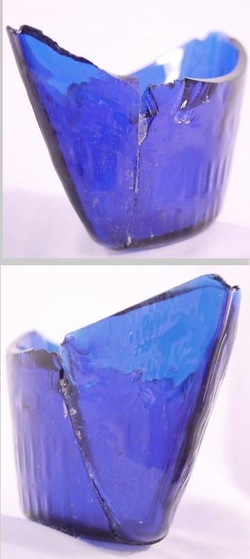 Antique 1790s American Coin Silver Cobalt Blue Glass Basket Bowl/Dish