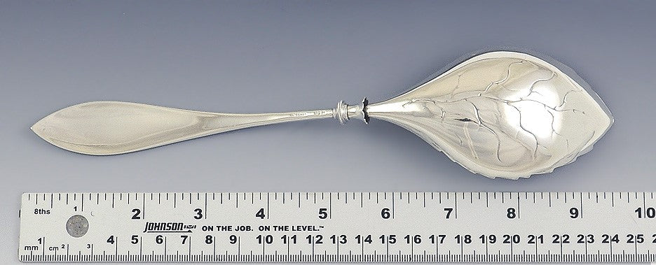 c1875 Antique Gorham Aesthetic Movement Sterling Silver Gold Wash Serving Spoon