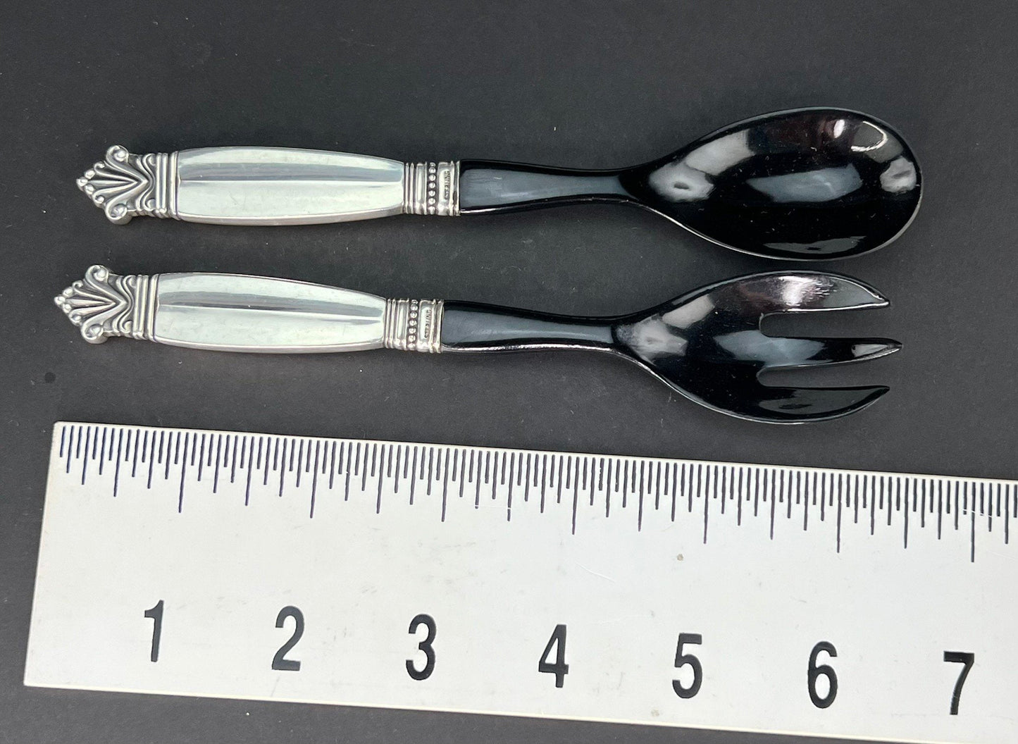 Stylish 2pc Georg Jensen Sterling Silver Acanthus Relish Caviar Serving Set