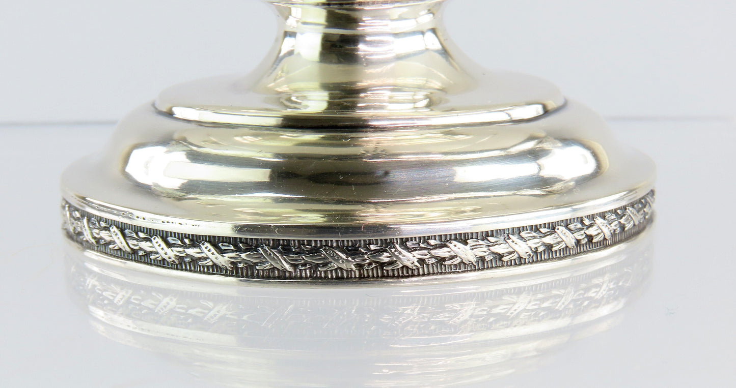 Pair John Westervelt Coin Silver Master Salt Cellars Deer/Stag Handles