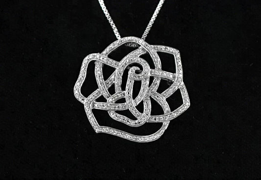 2 Sterling Silver Chains and Genuine Diamond Pendant Gold Washed Chain