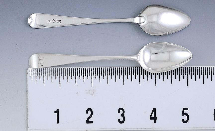 6 Antique c1790 Scottish Sterling Silver Coffee Demitasse Spoons 5 1/8"