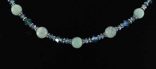 Handmade Green Quartz Crystal Bracelet Necklace Matching Set Sterling Clasp