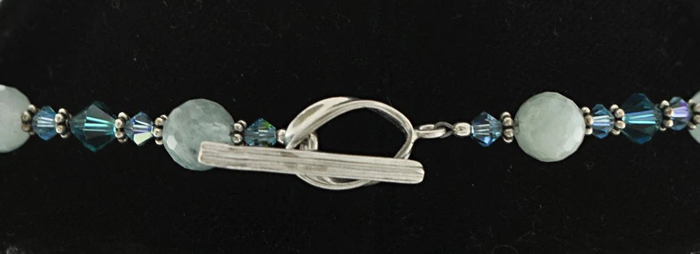Handmade Green Quartz Crystal Bracelet Necklace Matching Set Sterling Clasp