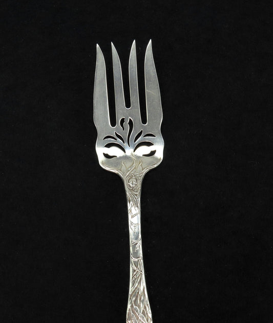 Fab Blackinton Lotus Sterling Silver Meat Serving Fork “Maggie” 7 1/2” c1901