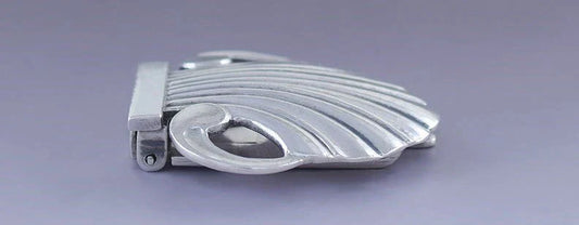 Fine Georg Jensen Sterling Silver # 246 Scallop Seashell Lapel Clip / Brooch