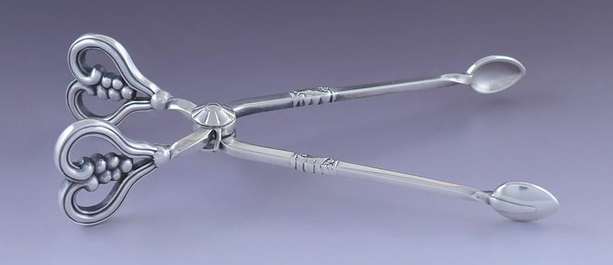 1930-1950 Georg Jensen Sterling Silver Grape Cluster Sugar Nips / Tongs