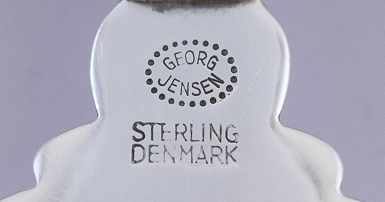 Georg Jensen Sterling Silver Acorn 2pc Salad Serving Spoon Fork Set