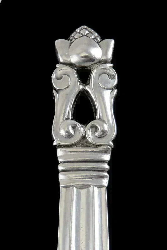 Antique c1920 Sterling Silver Georg Jensen Acorn Small Serving Spoon 6 1/2"