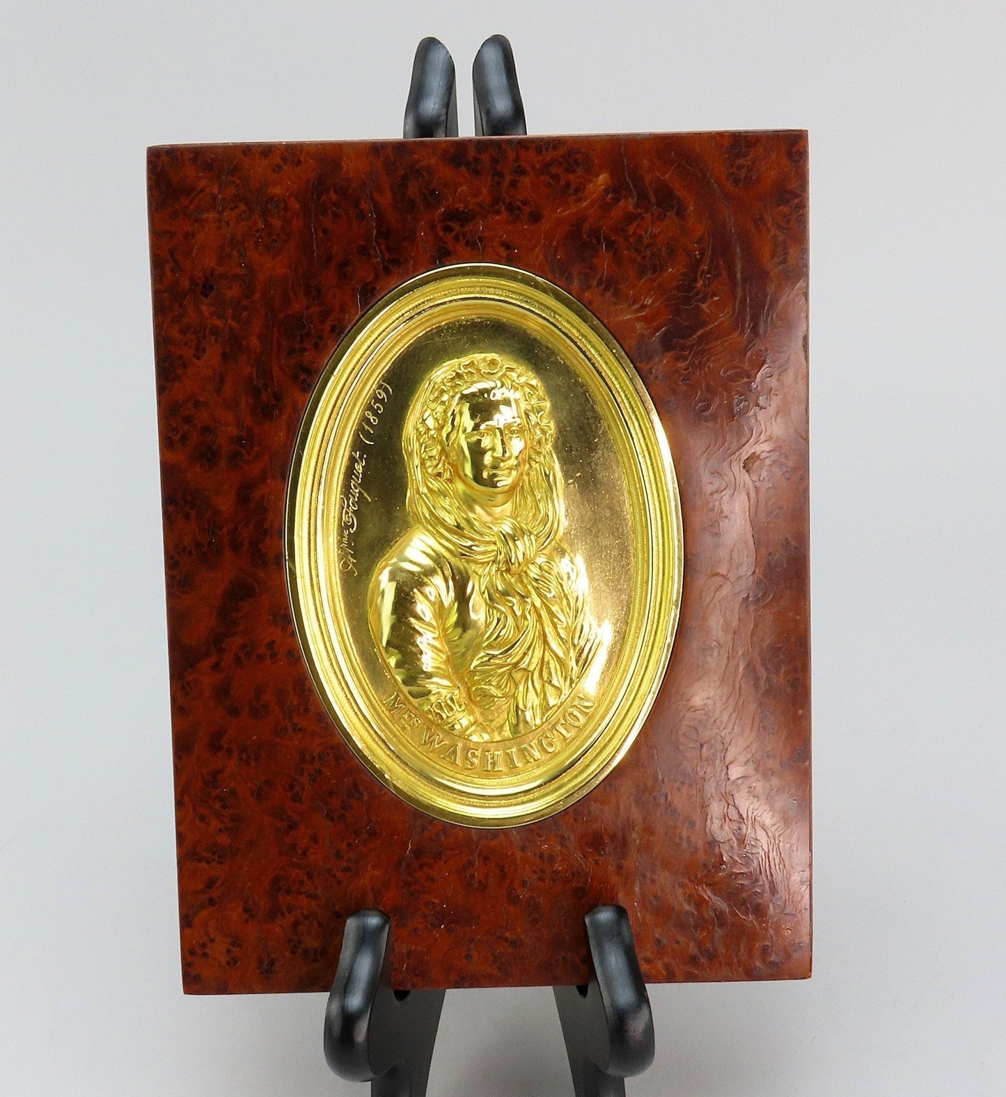 1859 French Medallions George Martha Washington Burled Veneer Frames Fouquet