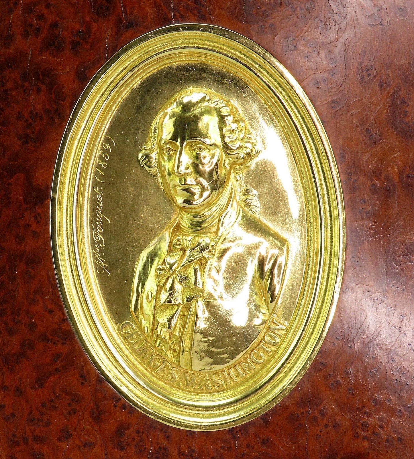 1859 French Medallions George Martha Washington Burled Veneer Frames Fouquet