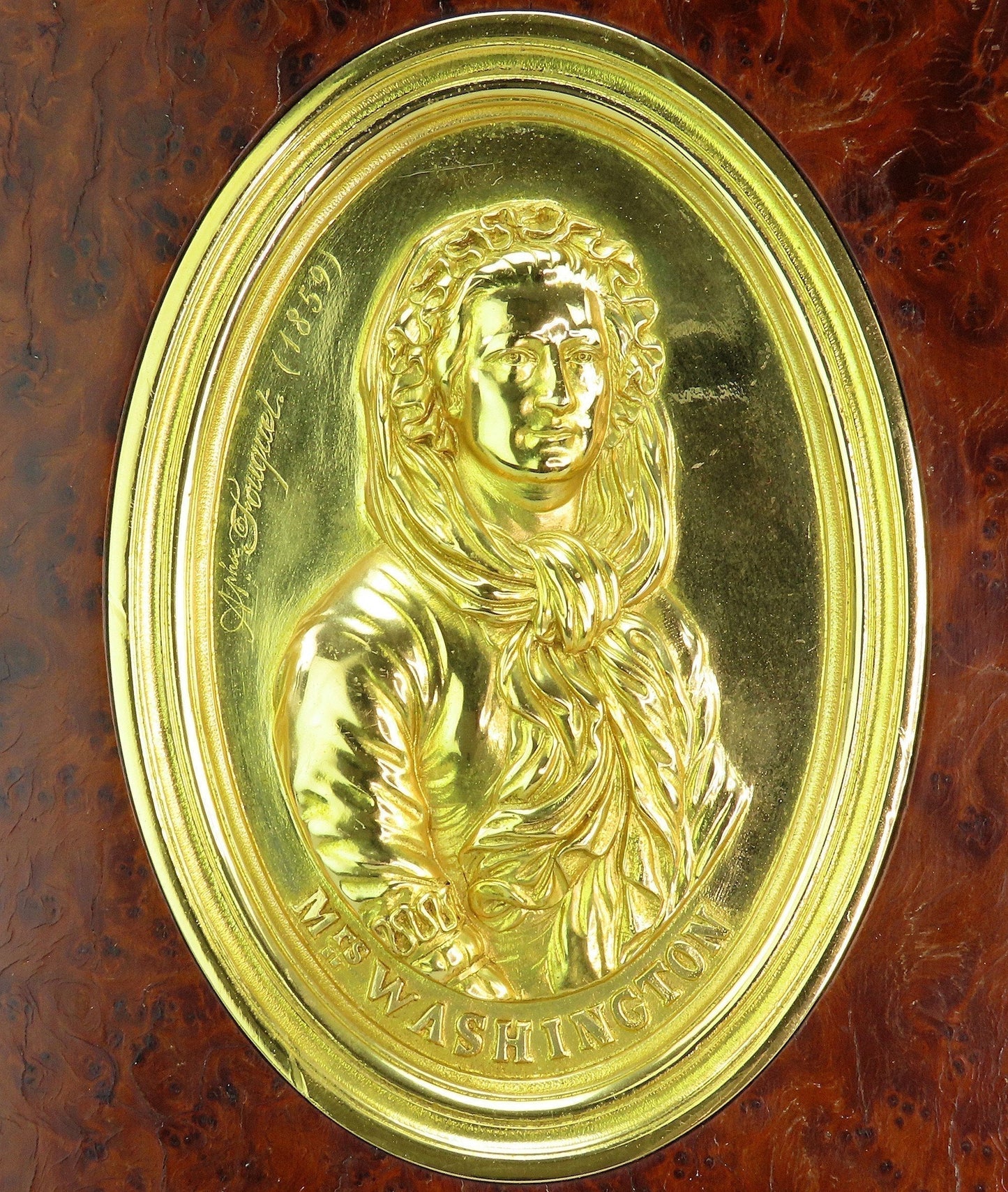 1859 French Medallions George Martha Washington Burled Veneer Frames Fouquet