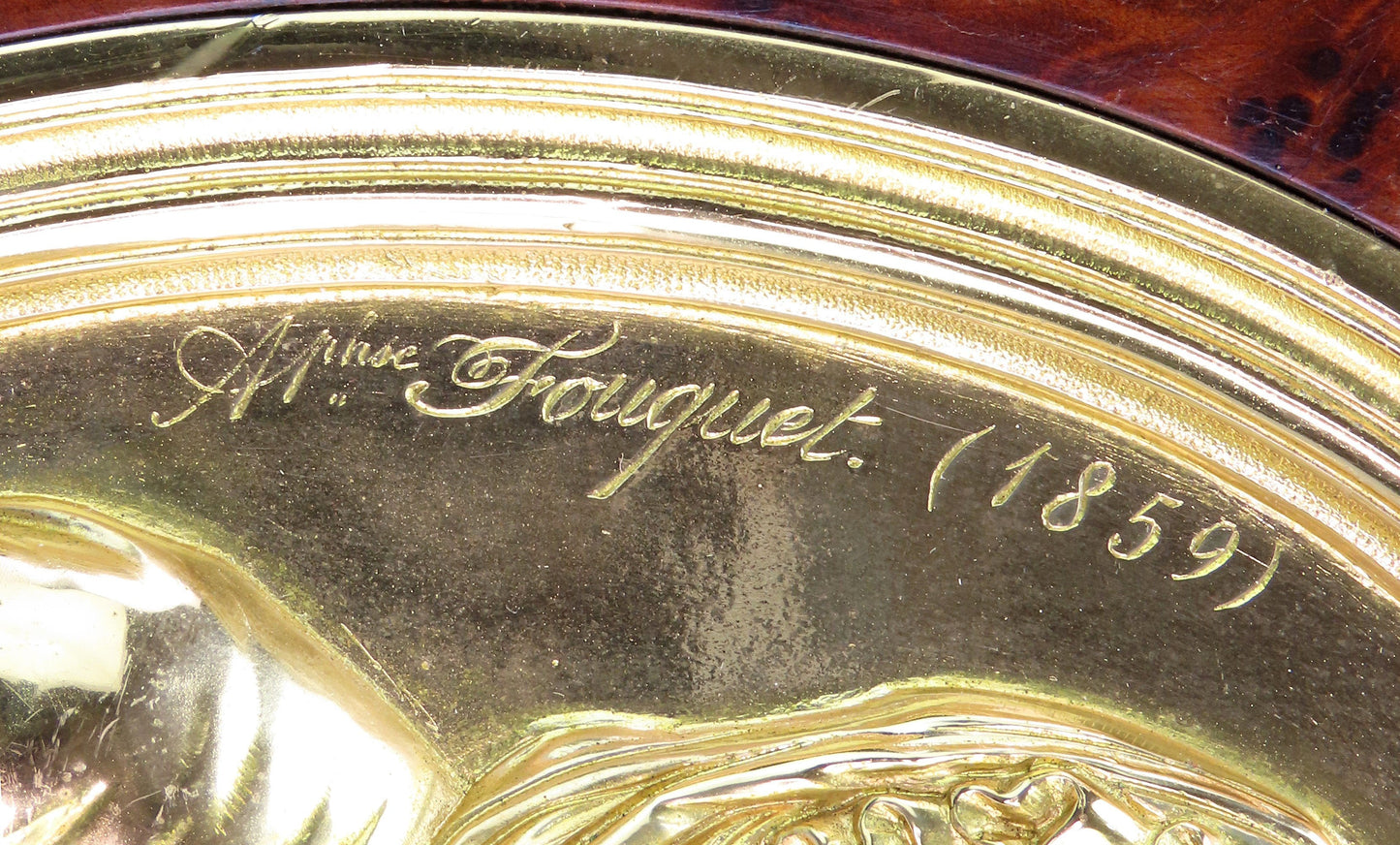 1859 French Medallions George Martha Washington Burled Veneer Frames Fouquet