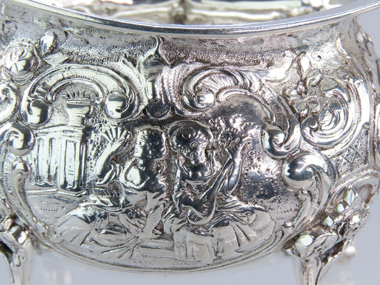 Fantastic Antique German Hanau 800 Silver Genre Courting Scene Creamer