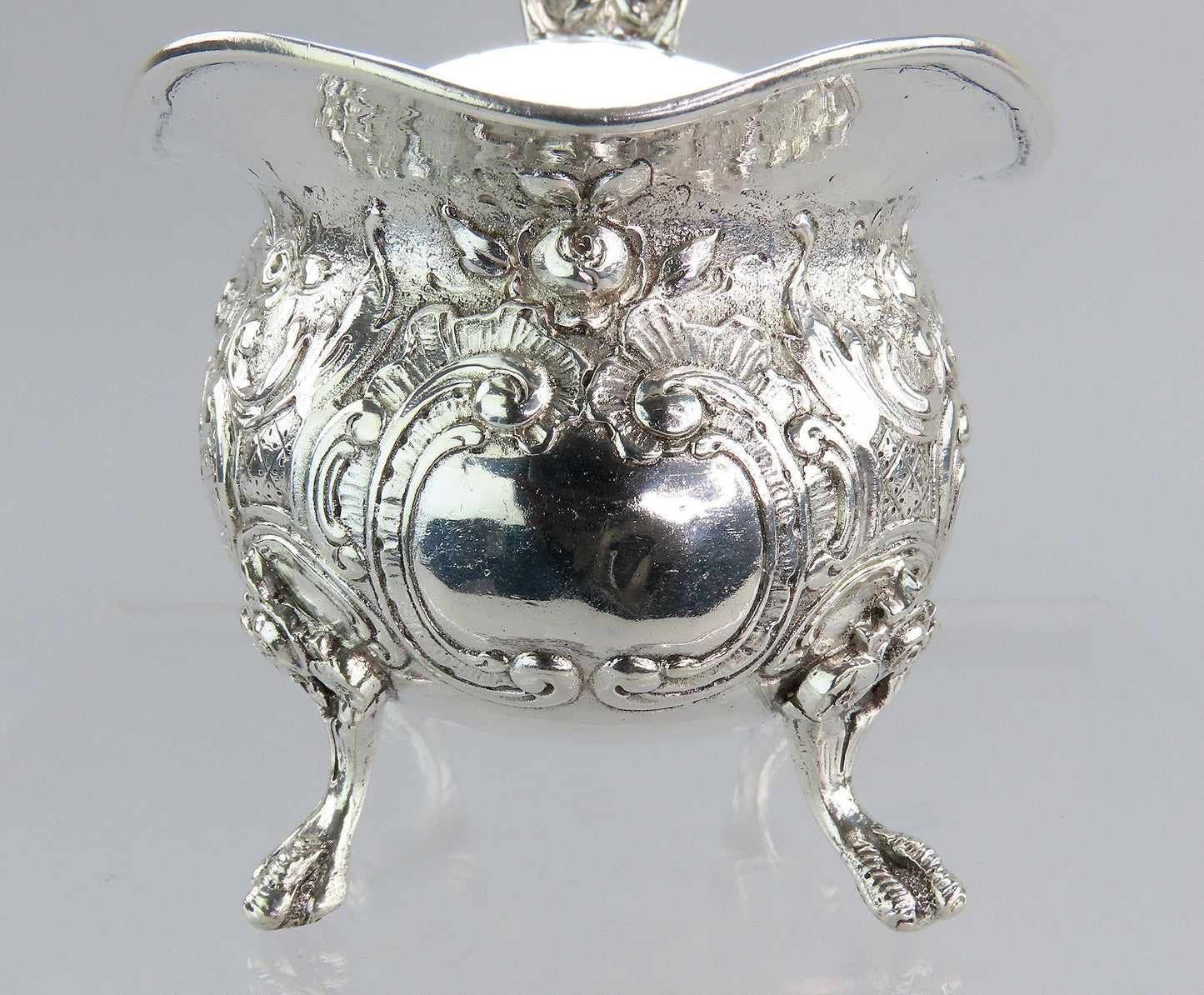 Fantastic Antique German Hanau 800 Silver Genre Courting Scene Creamer