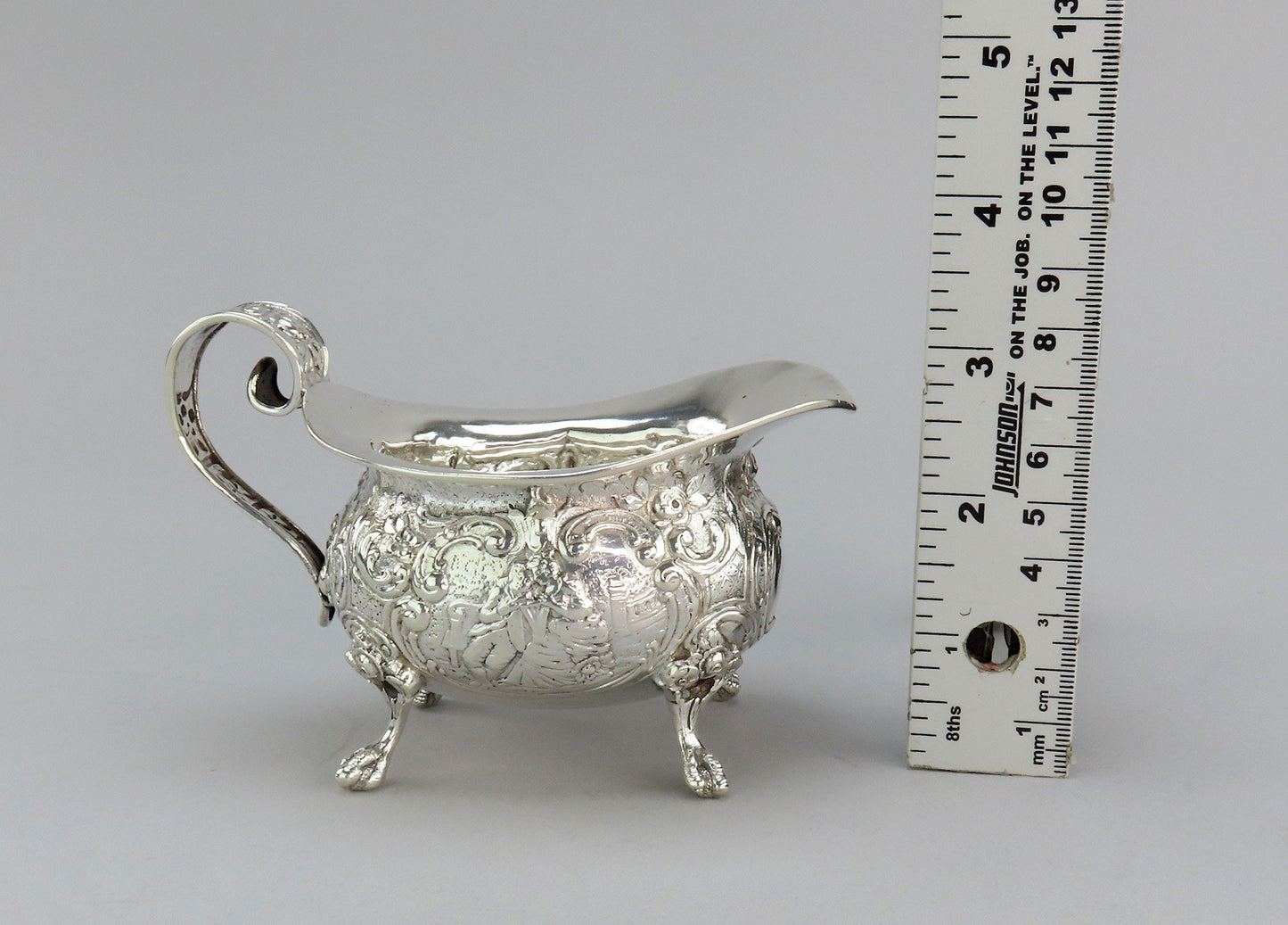 Fantastic Antique German Hanau 800 Silver Genre Courting Scene Creamer
