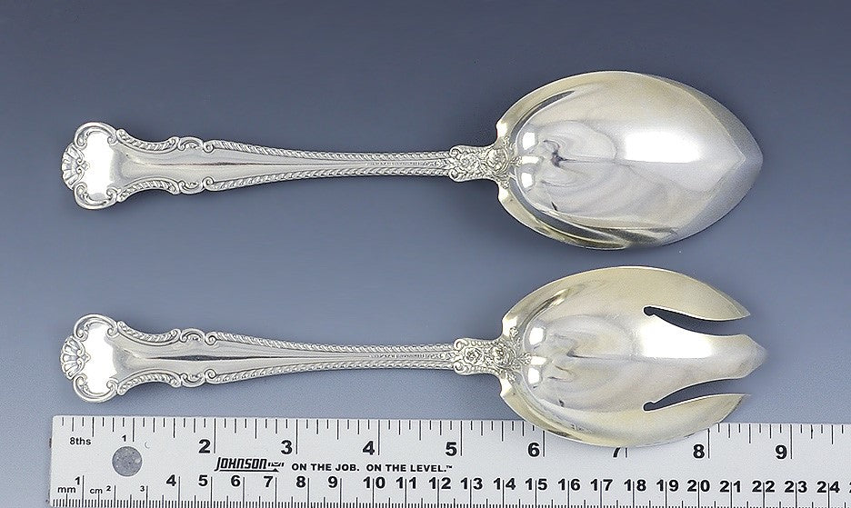 Fine Quality Gorham Cambridge Sterling Silver Salad Fork Spoon Serving Set