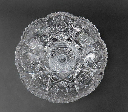 Ornate American Brilliant Period Cut Glass 9" Bowl