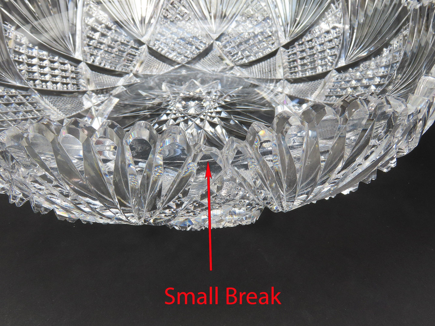 Fabulous ABP American Brilliant Period Wide Cut Glass Bowl 10" Diameter