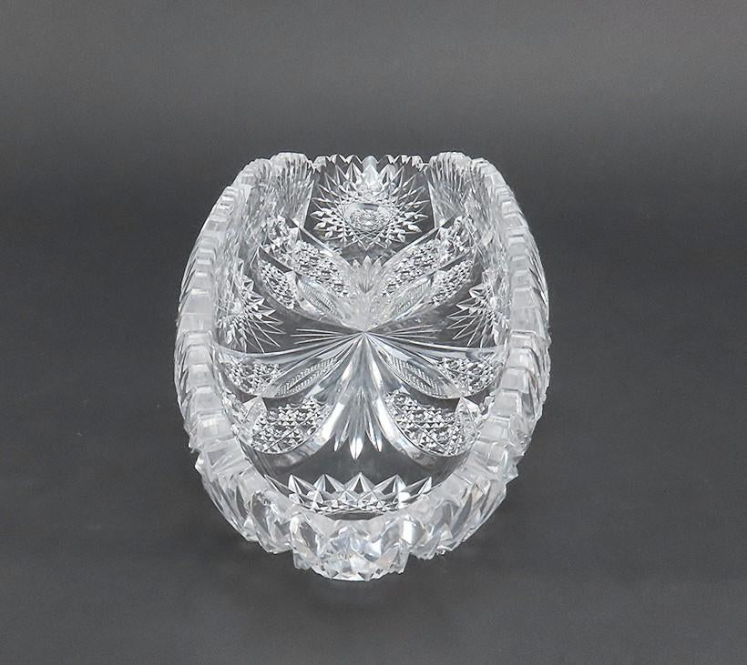 Beautiful American Brilliant ABP Cut Glass Oval Dish 12 1/2 Inches Long