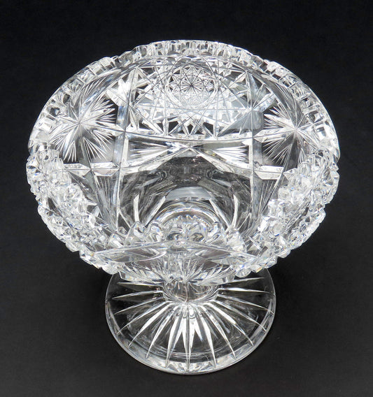 Lovely American Brilliant Period Cut Glass Compote Pedestal Bowl Candy Dish