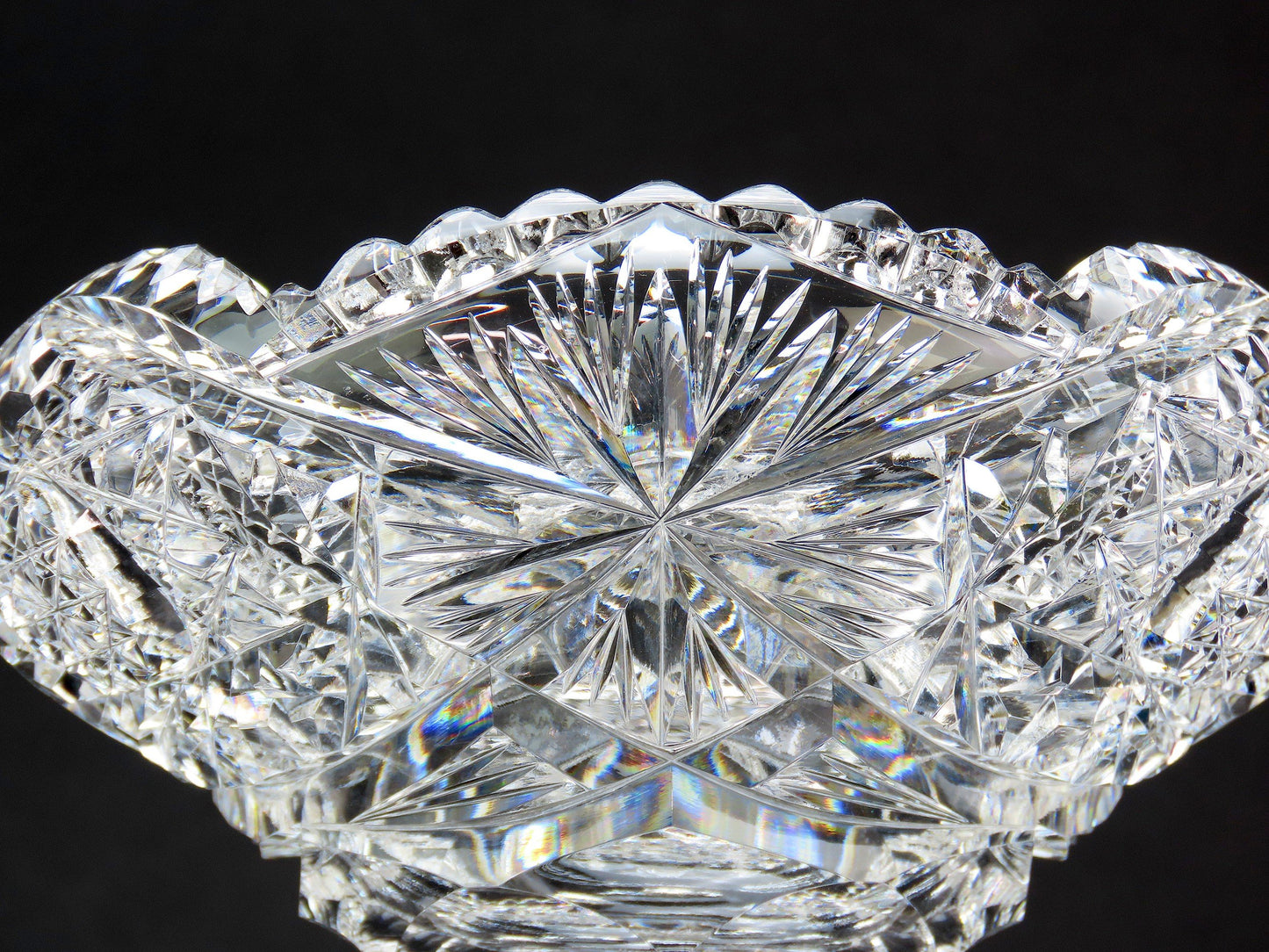 Lovely American Brilliant Period Cut Glass Compote Pedestal Bowl Candy Dish