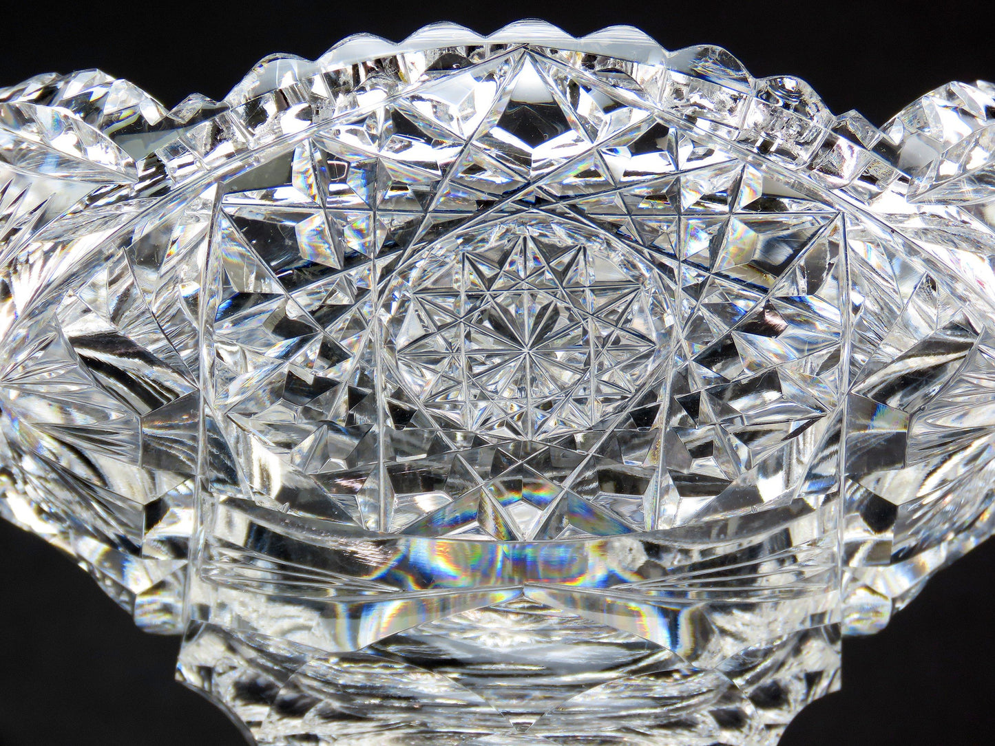 Lovely American Brilliant Period Cut Glass Compote Pedestal Bowl Candy Dish