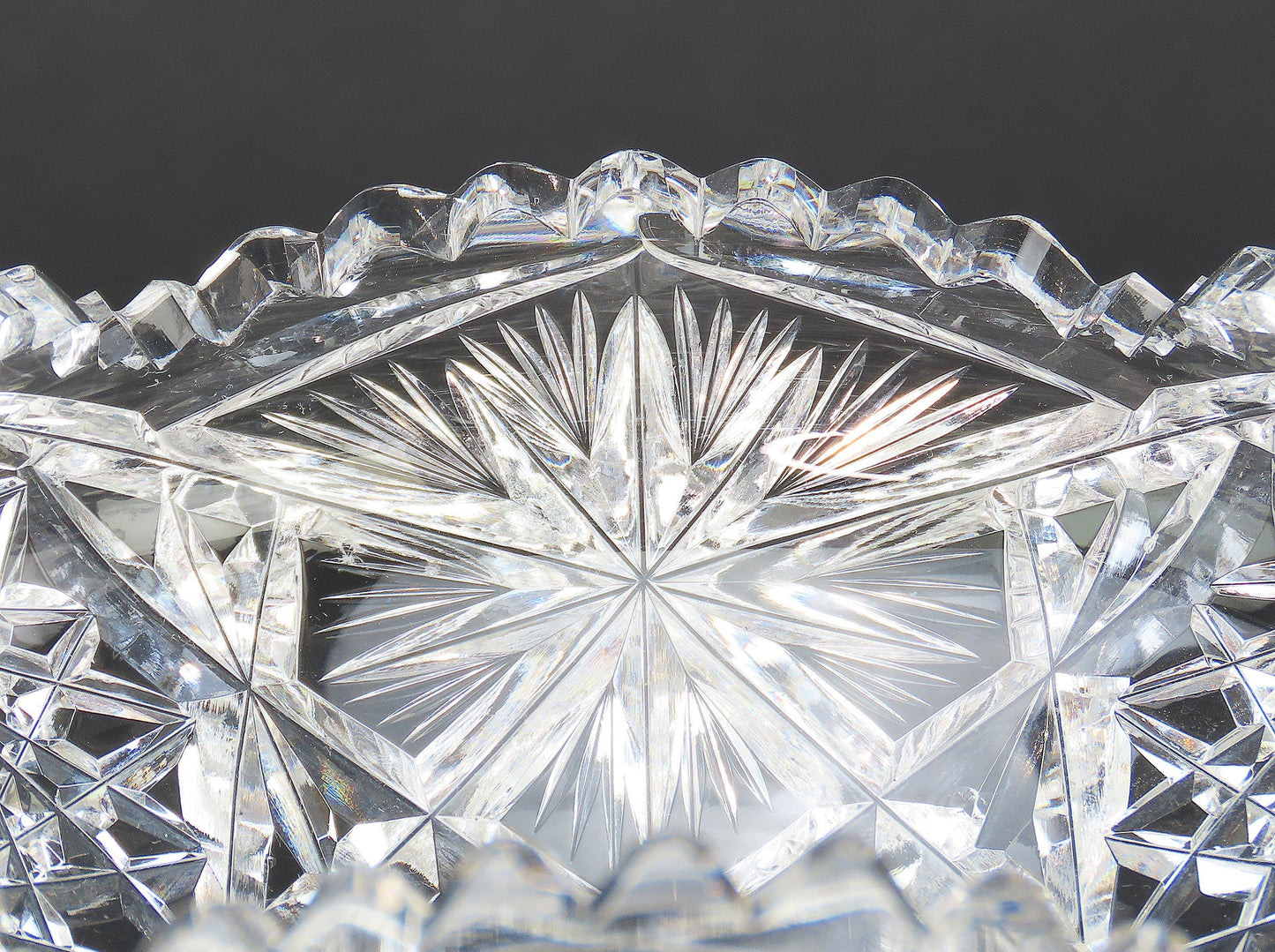 Lovely American Brilliant Period Cut Glass Compote Pedestal Bowl Candy Dish