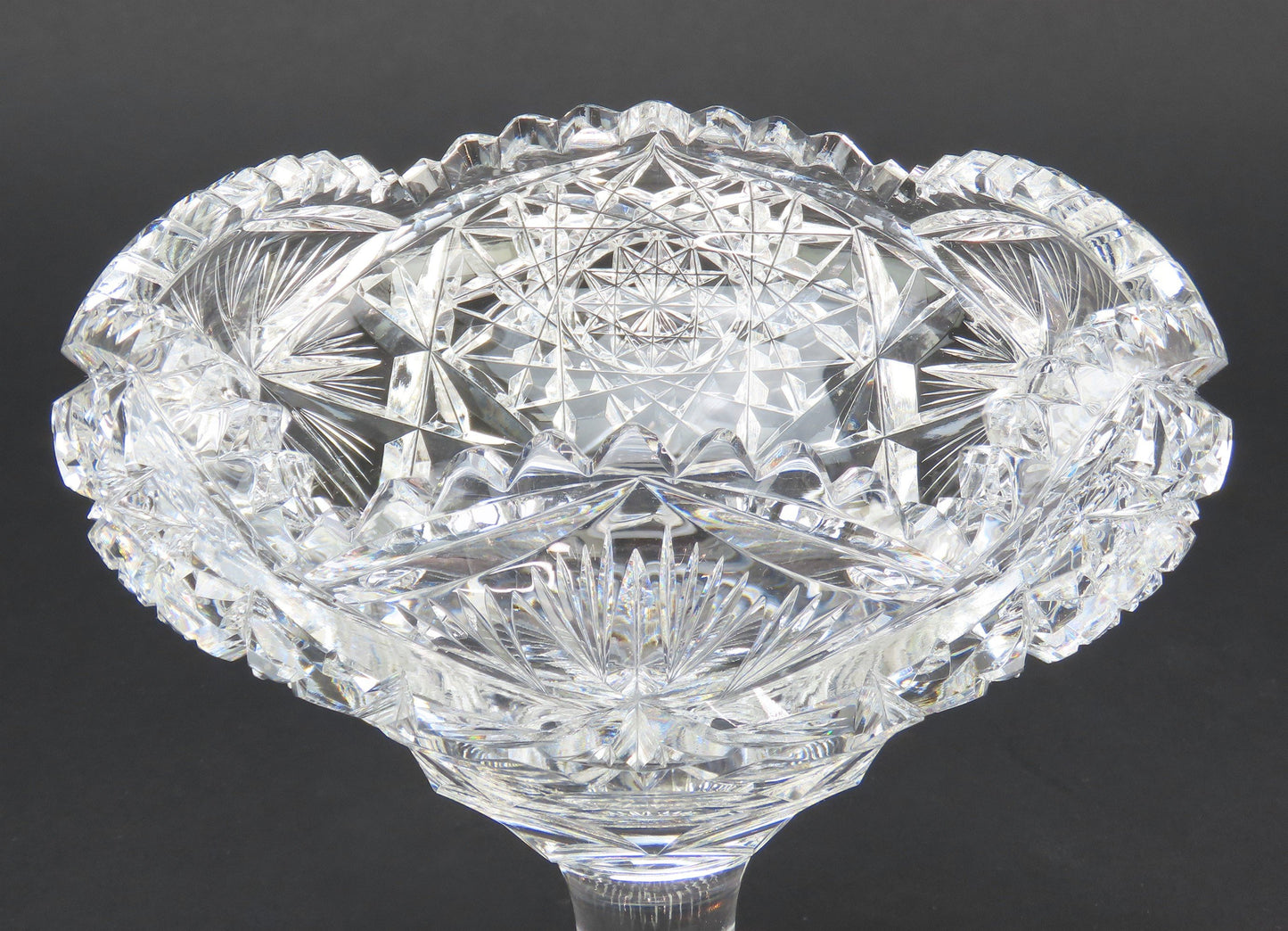 Lovely American Brilliant Period Cut Glass Compote Pedestal Bowl Candy Dish
