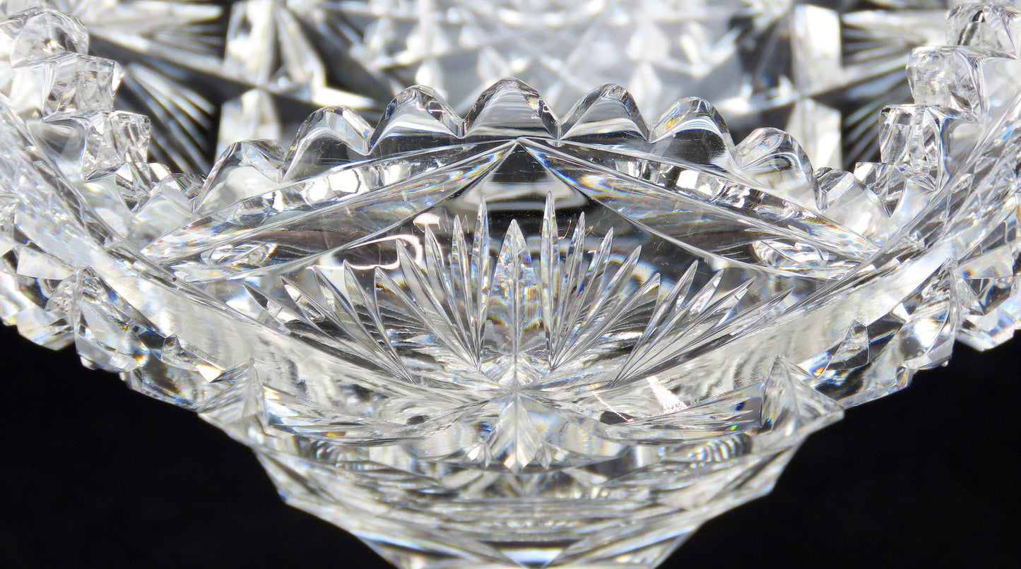 Lovely American Brilliant Period Cut Glass Compote Pedestal Bowl Candy Dish