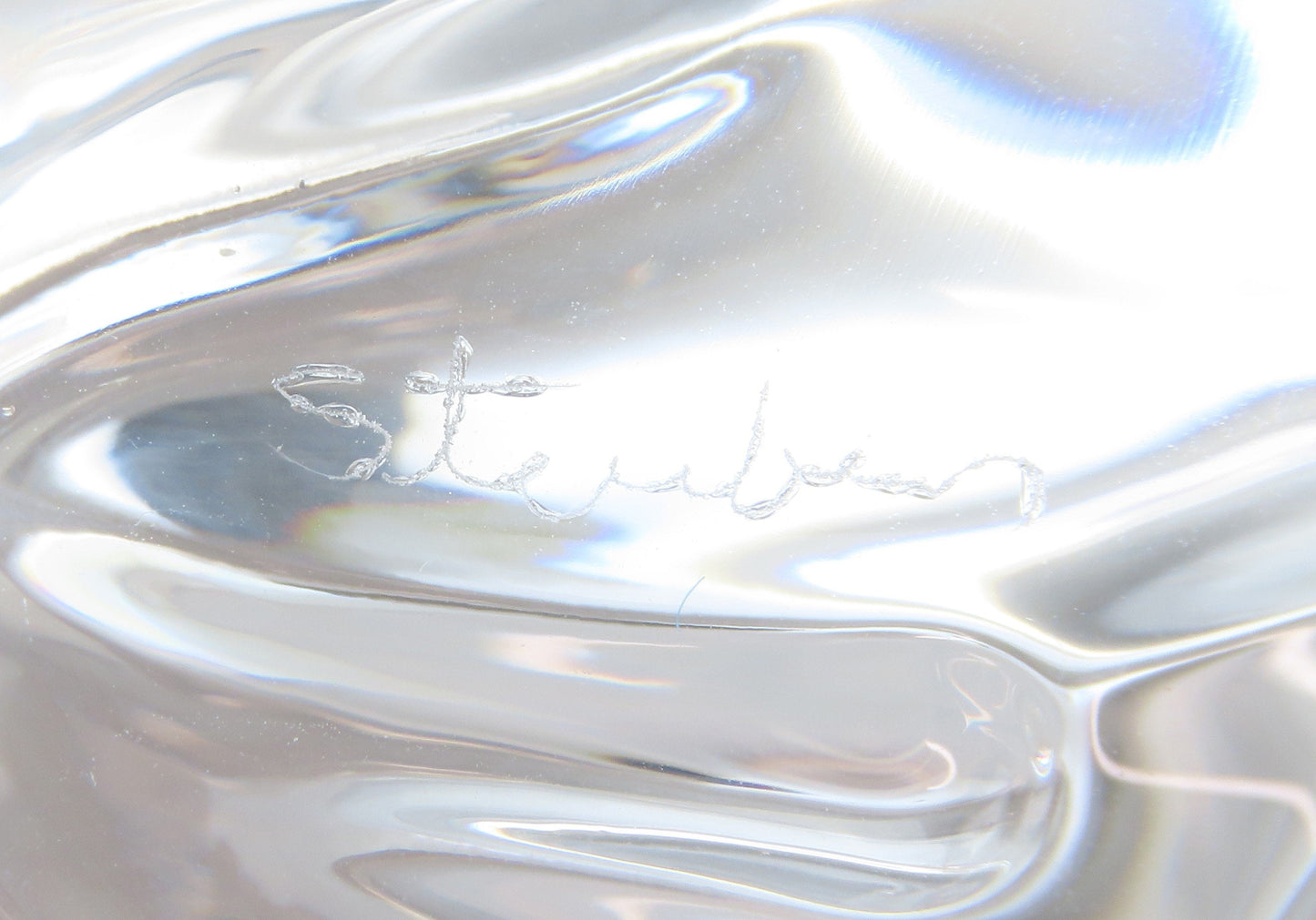 Signed VTG Steuben Glass Frog Figurine Paperweight Hand Cooler #5510 Atkins