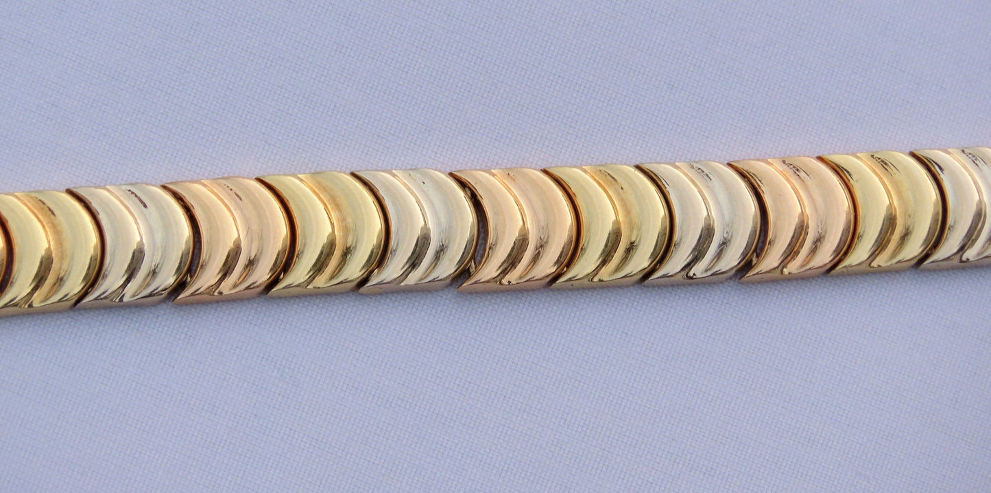 Fabulous Vintage Italian 14k Gold Necklace Chiampesan Tri-Tone Chain