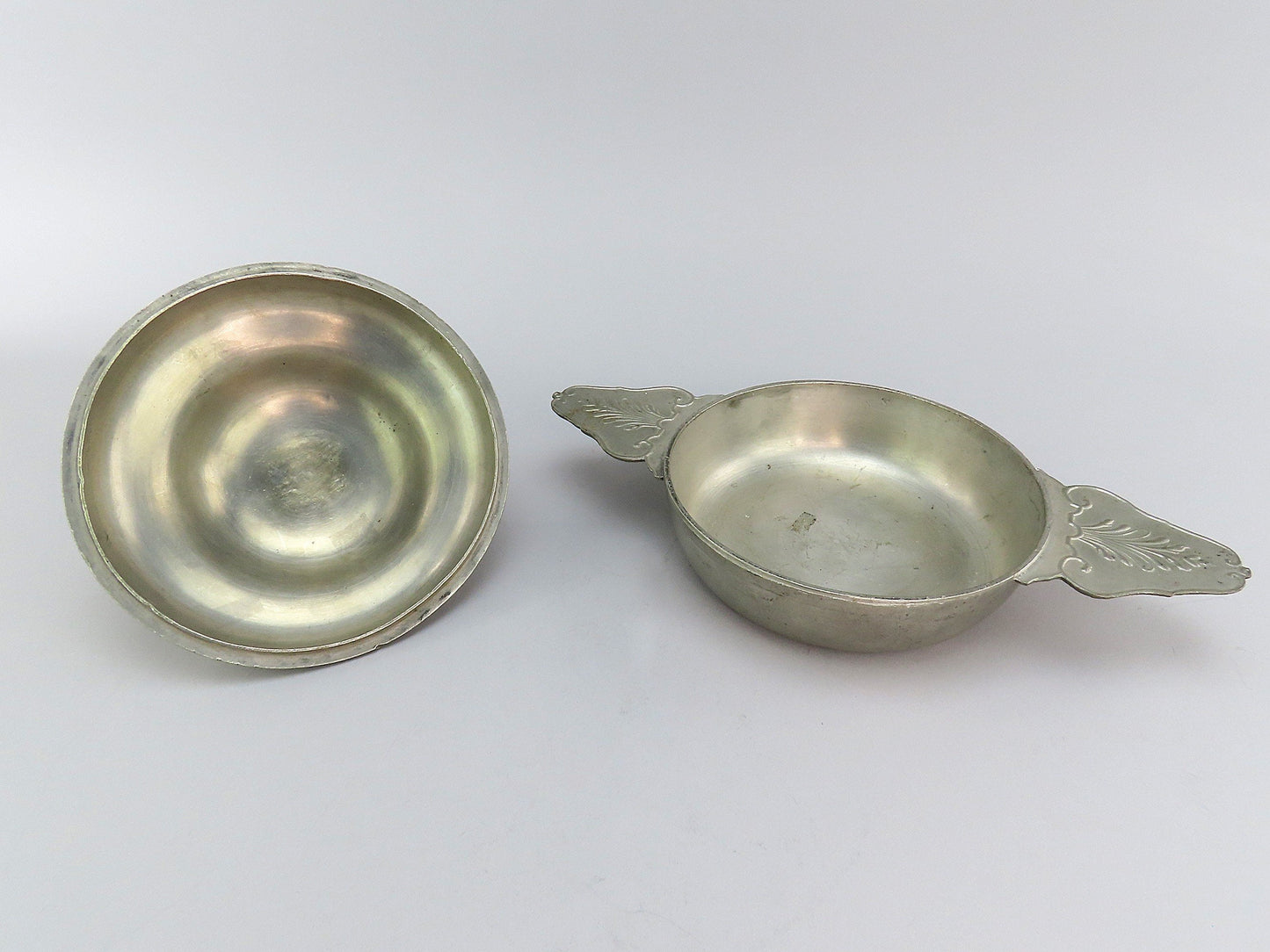 Interesting French Form Pewter Double Handle Ecuelle Bowl 18th/19th Century