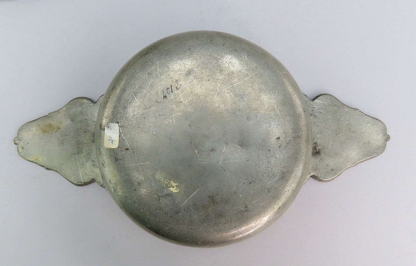 Interesting French Form Pewter Double Handle Ecuelle Bowl 18th/19th Century