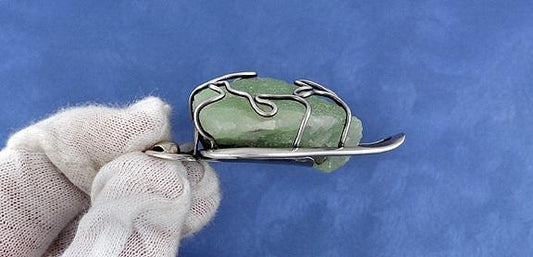 Sterling Silver and Natural Green Stone Pendant KW Studio