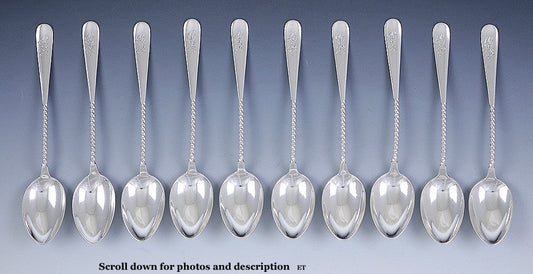 10 Fine Dominick & Haff Sterling Twist Pattern Coffee Spoons