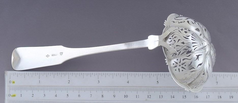 Antique 1850's 800S Silver Fiddle Pierced Berry Ladle Sugar Sifter Germany